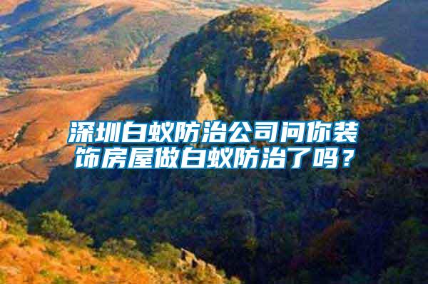 深圳白蟻防治公司問你裝飾房屋做白蟻防治了嗎？