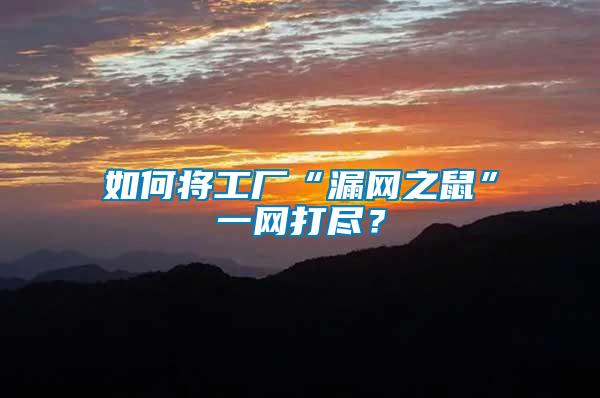 如何將工廠“漏網之鼠”一網打盡？